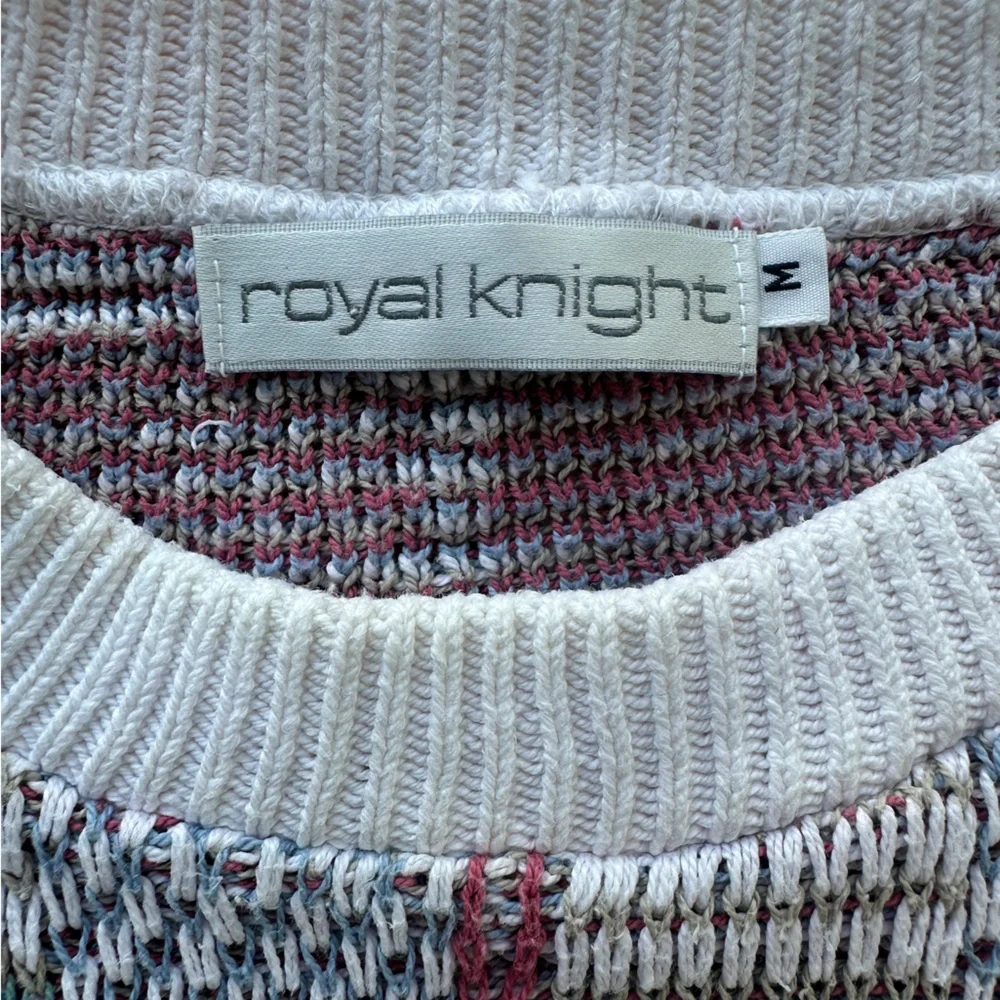 80s 90s Royal Knight preppy geometric pastel sweater men's size M - Picture 7 of 7